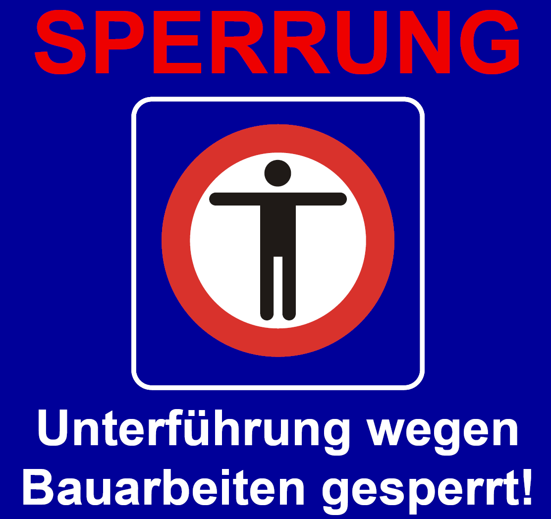 Sperrung Unterführung Schützenweg Bahnhof Balsthal vom 8. bis 30. September (verlängert) wegen Bauarbeiten